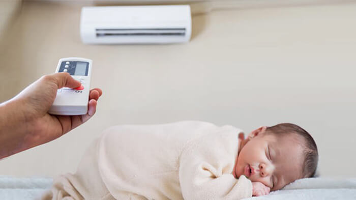 để con nằm điều hòa quá thường xuyên sẽ làm cho niêm mạc mũi bị khô