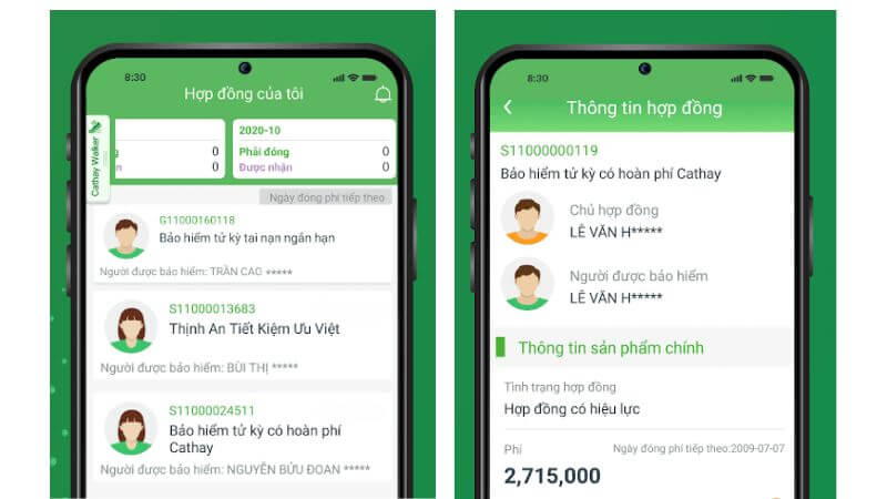 Tra cứu thông tin hợp đồng qua ứng dụng Cathay Life Việt Nam