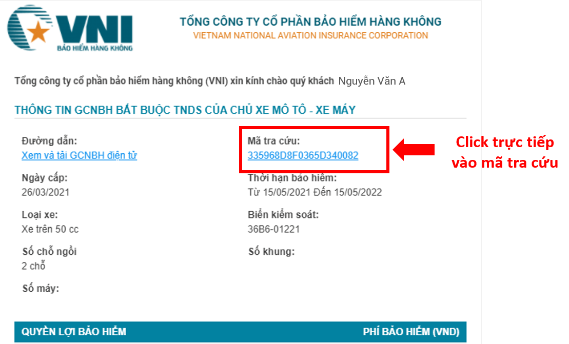 tra cứu hợp đồng bảo hiểm vni