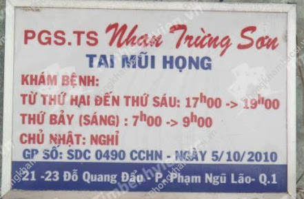 Phòng Khám Tai Mũi Họng - BS Nhan Trừng Sơn