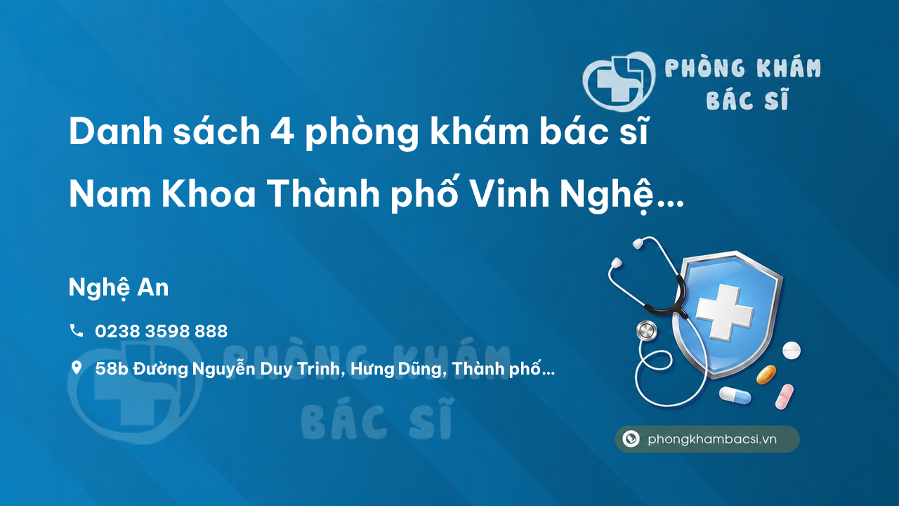 Danh sách 4 phòng khám bác sĩ Nam Khoa Thành phố Vinh Nghệ An tốt, uy tín